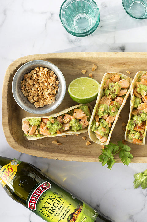 Tacos de Salmón con Guacamole