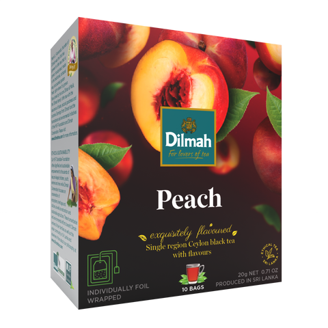 Imagen de 10 Bolsitas Te Negro Durazno Dilmah