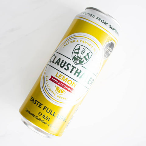 Cerveza sin alcohol Clausthaler sabor limón en lata de 500 cc, refrescante y citrica