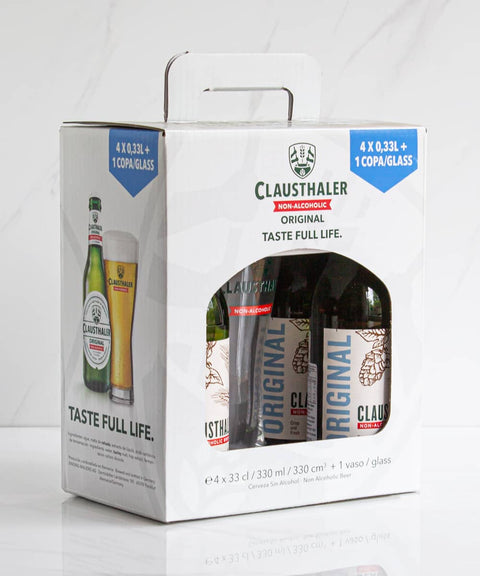 Imagen de Pack 4 Cervezas Sin Alcohol Clausthaler + Vaso 330 cc