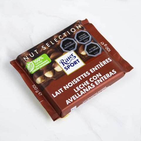 Chocolate leche con avellanas enteras Ritter Sport 100 grs