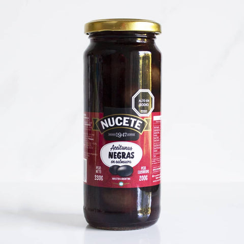 Aceitunas negras con carozo en frasco Nucete 200 gr